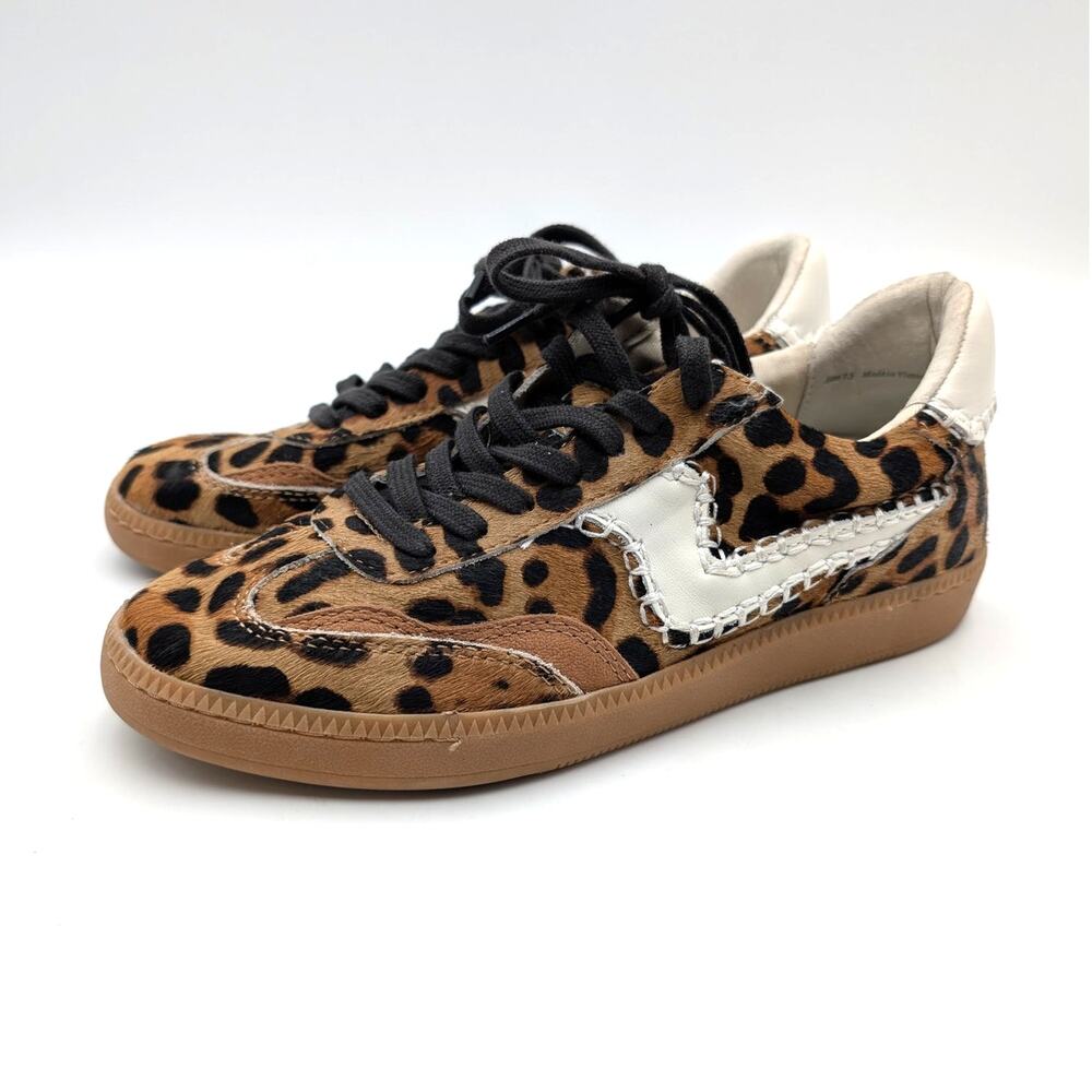 Dolce Vita Notice Stitch Sneaker Shoes Dark Leopard Calf Hair Size US7.5 EU38